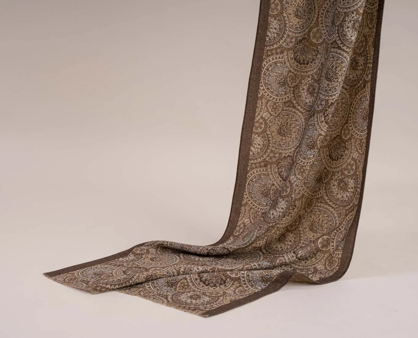 Wool Printed Scarf - Brown Paisley sold by Paolo Albizzati product image thumbnail 5