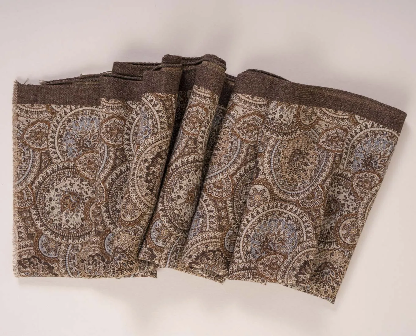 Wool Printed Scarf - Brown Paisley sold by Paolo Albizzati product image thumbnail 4