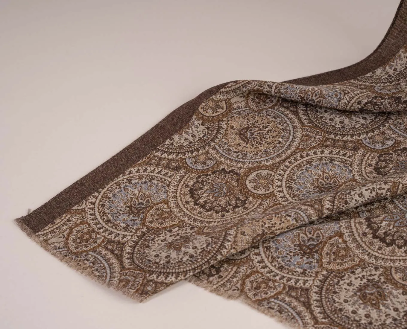 Wool Printed Scarf - Brown Paisley sold by Paolo Albizzati product image thumbnail 3