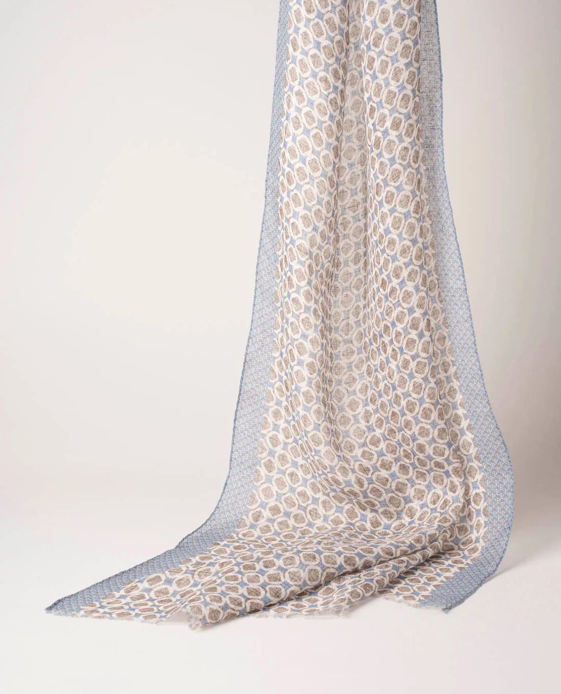 Linen Scarf - Blue and Brown Medallion Print sold by Paolo Albizzati product image thumbnail 2