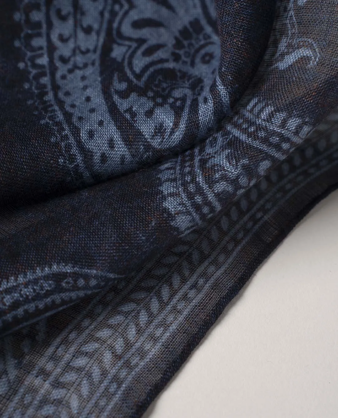 Linen Scarf - Navy Blue Mega Paisley Print sold by Paolo Albizzati product image thumbnail 3
