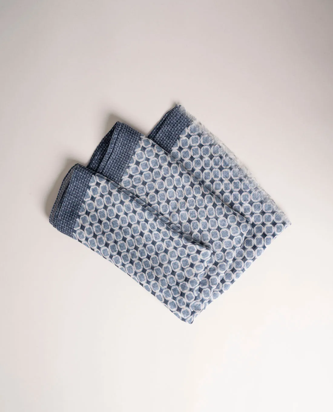 Linen Scarf - Navy and Blue Medallion Print sold by Paolo Albizzati product image thumbnail 3