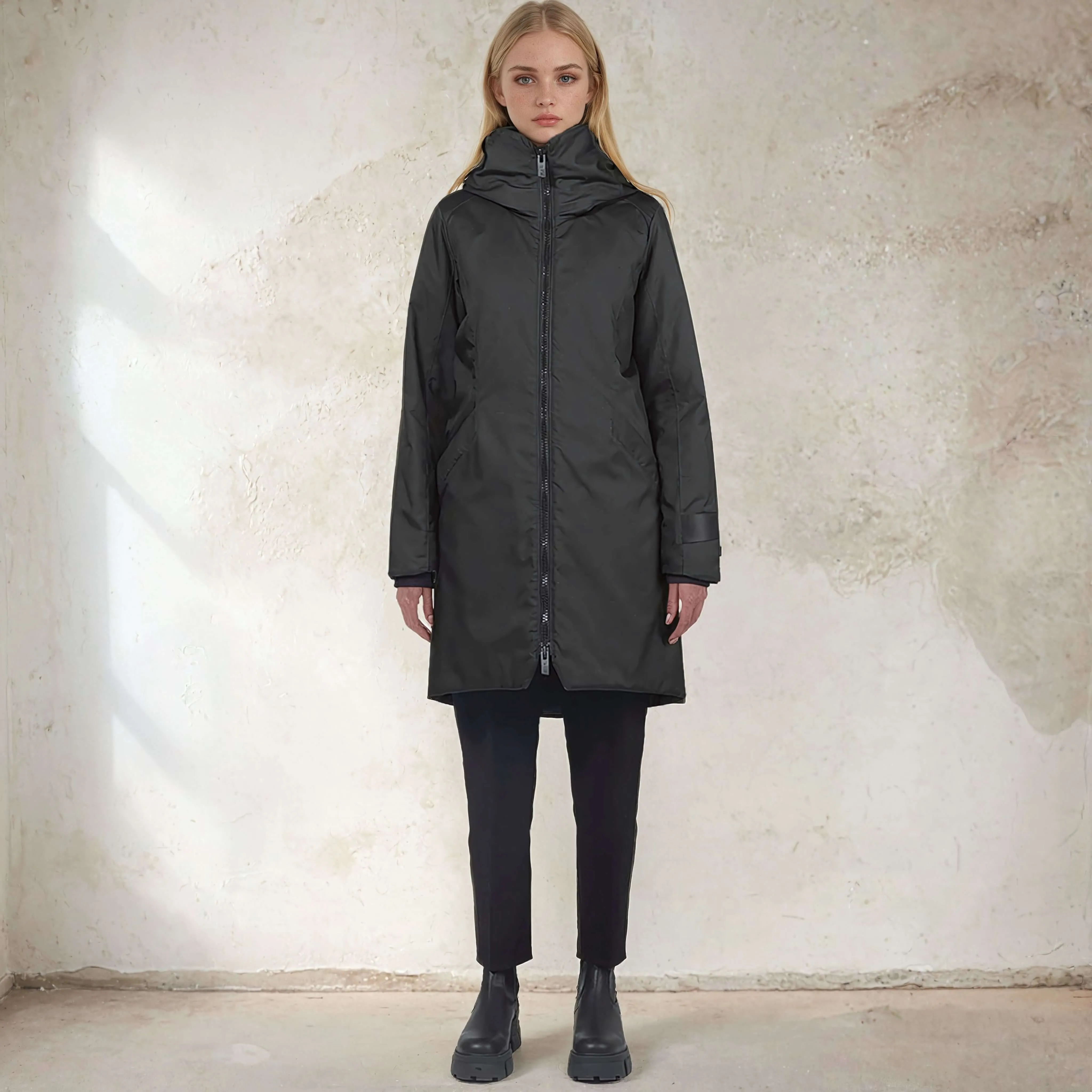 KIRSI - 3/4 Length Winter Coat - ECONYL sold by ALLTRUEIST KNITWEAR