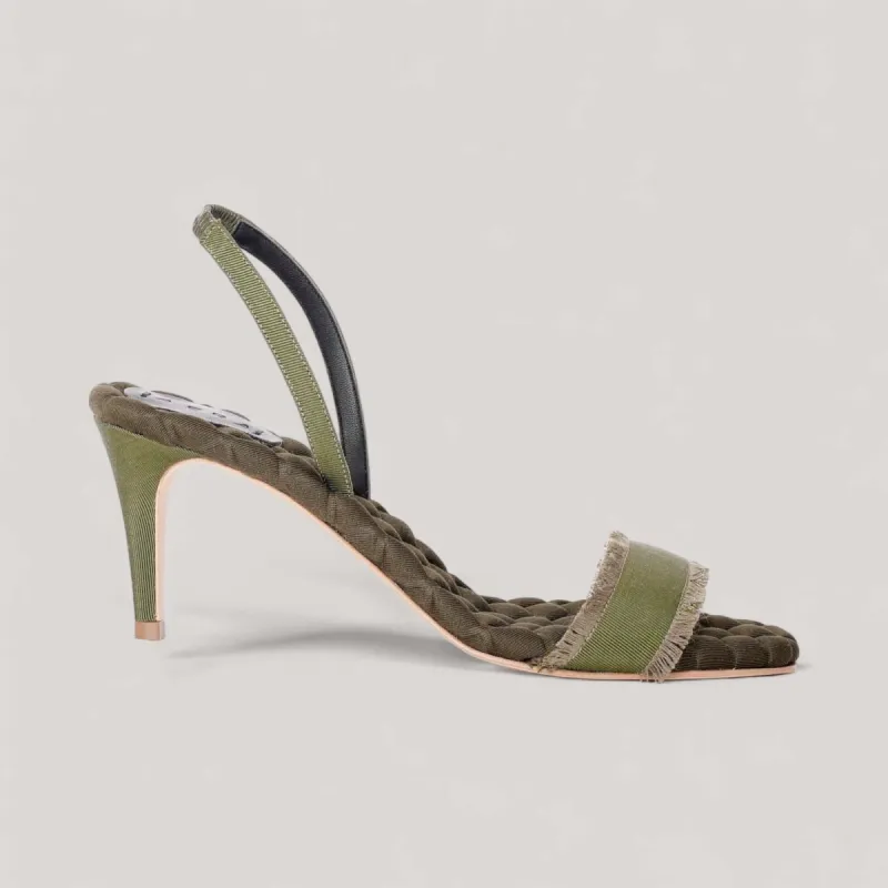 CLAUDIA | Military Green Grosgrain - Slingback Sandals sold by ALLTRUEIST KNITWEAR