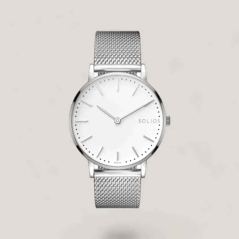 The Solar Classic | White Dial - Silver Case sold by ALLTRUEIST KNITWEAR