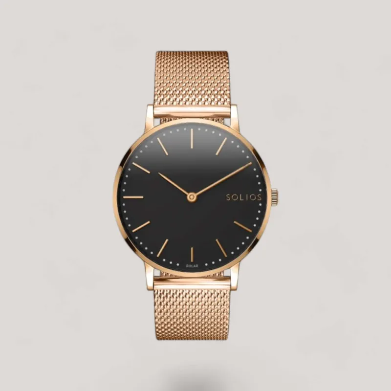 The Solar Classic | Black Dial - Rose Gold Case sold by ALLTRUEIST KNITWEAR