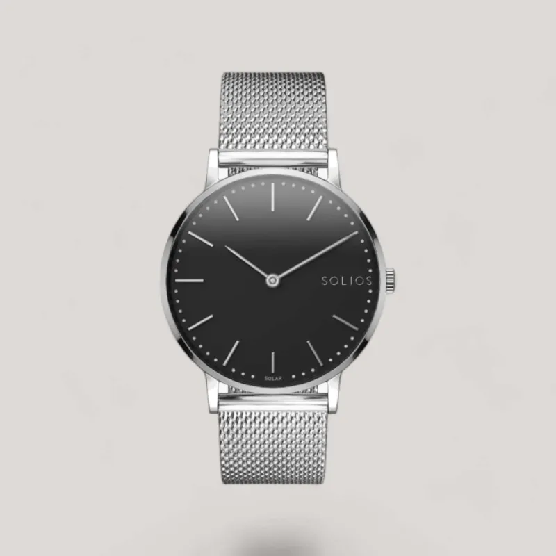 The Solar Classic | Black Dial - Silver Case sold by ALLTRUEIST KNITWEAR
