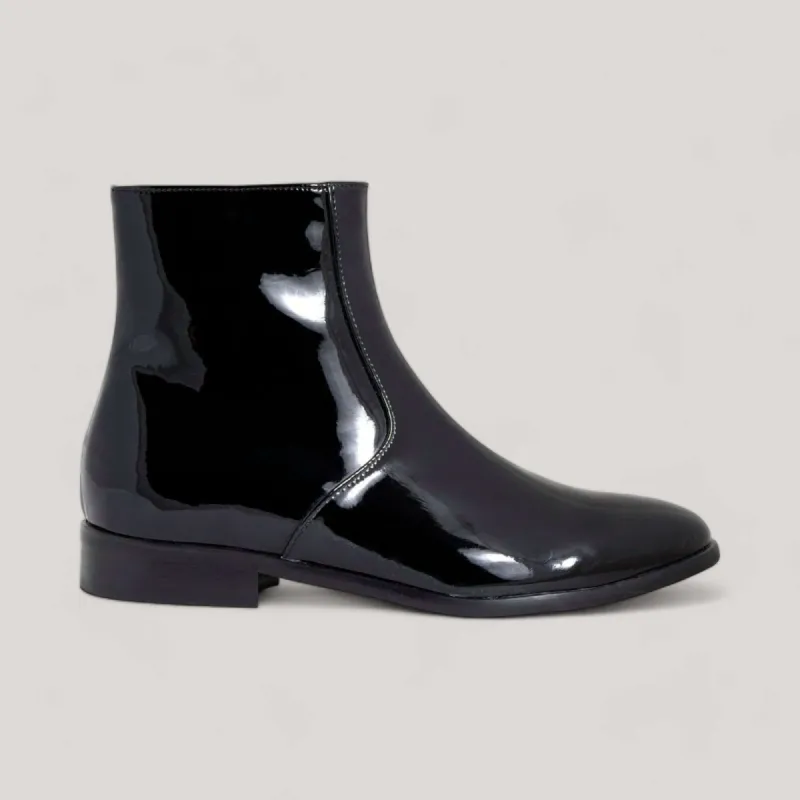 CHARLI | Black Vegan Patent - Ankle Boot sold by ALLTRUEIST KNITWEAR