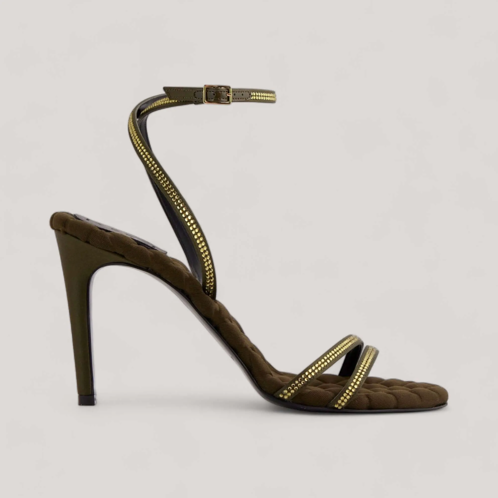 LUCIA | Military Green Crystal - Ankle Strap Sandals sold by ALLTRUEIST KNITWEAR