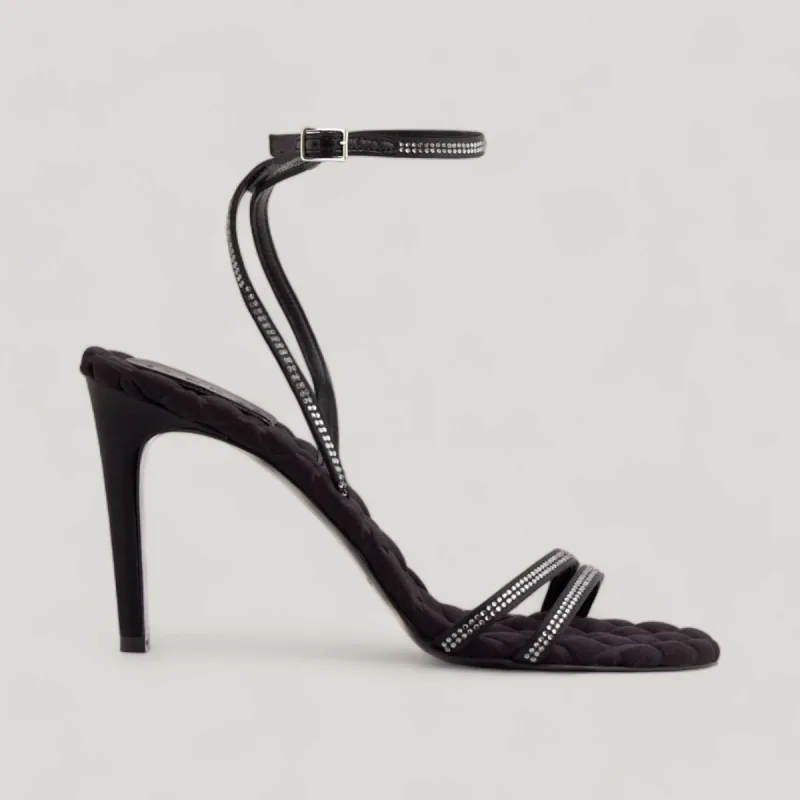 LUCIA | Black Crystal - Ankle Strap Sandals sold by ALLTRUEIST KNITWEAR