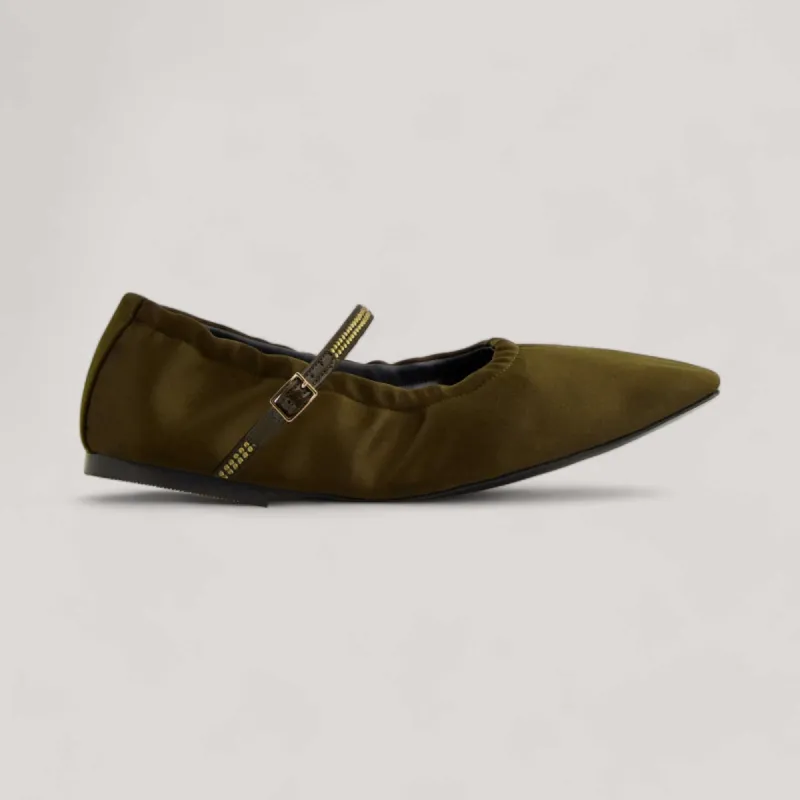 AURORA | Military Satin Crystal - Mary Jane Flats sold by ALLTRUEIST KNITWEAR