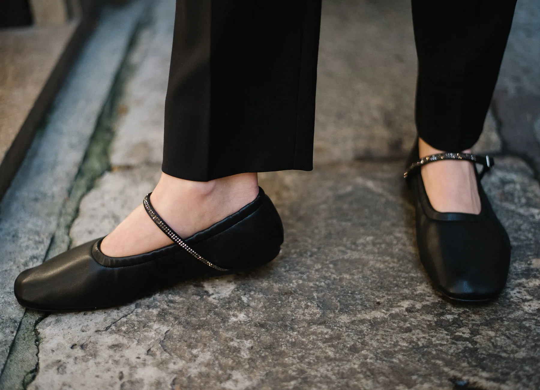 AURORA | Black Nappa Crystal - Mary Jane Flats sold by ALLTRUEIST KNITWEAR product image thumbnail 2