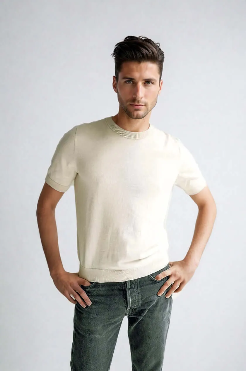 TULLY | Egyptian Cotton Short Sleeve Crewneck Sweater sold by ALLTRUEIST KNITWEAR product image thumbnail 3