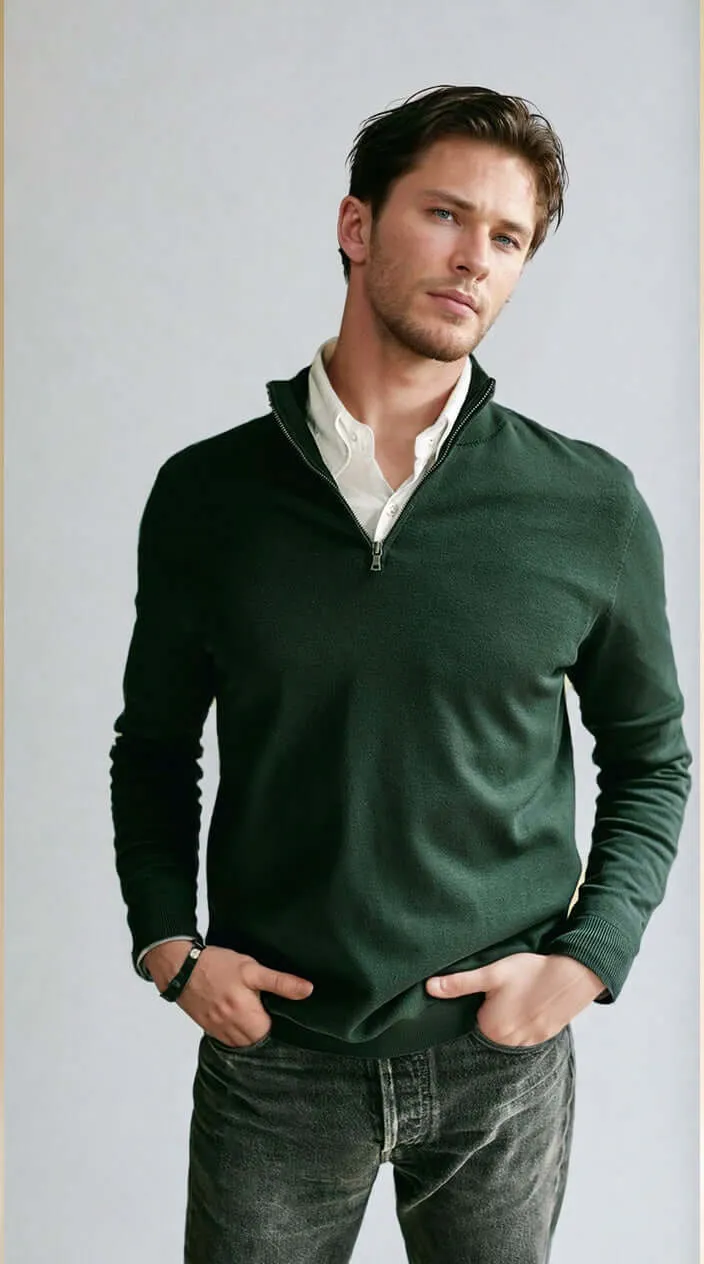 WESTON | Ecoviscose Half-Zip Sweater sold by ALLTRUEIST KNITWEAR product image thumbnail 2
