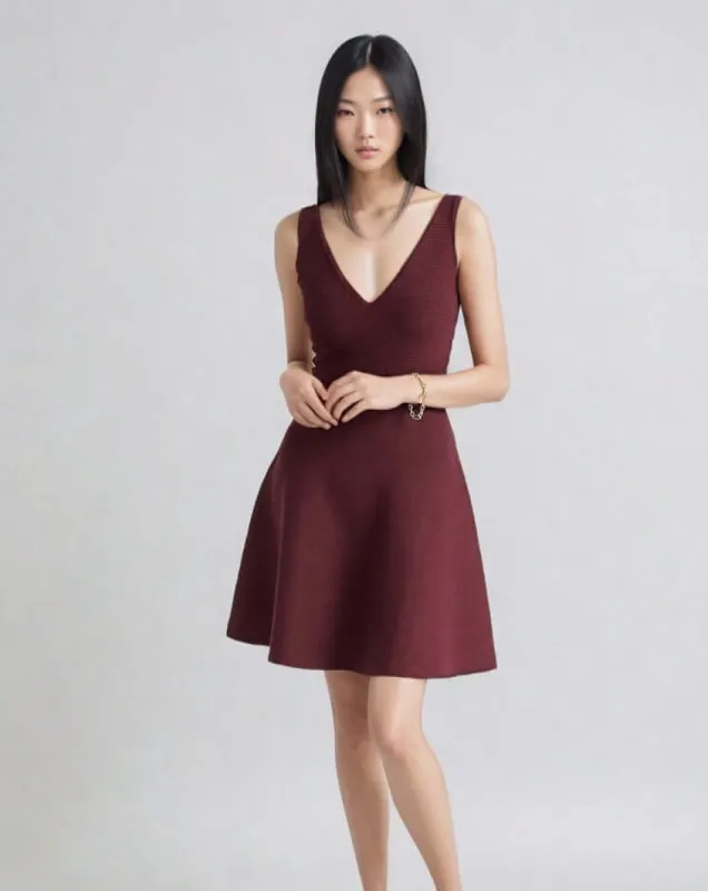 ALISA | Sleeveless V-Neck Flared Knit Dress sold by ALLTRUEIST KNITWEAR