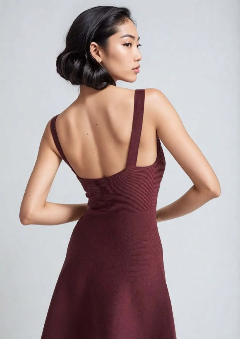 ALISA | Sleeveless V-Neck Flared Knit Dress sold by ALLTRUEIST KNITWEAR product image thumbnail 2