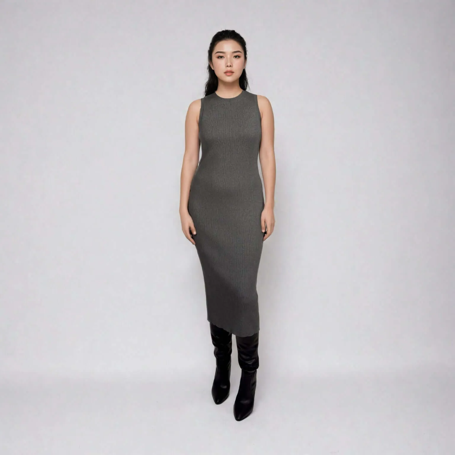 CELINE | Sleeveless Crew-Neck Rib Long Dress sold by ALLTRUEIST KNITWEAR product image thumbnail 2