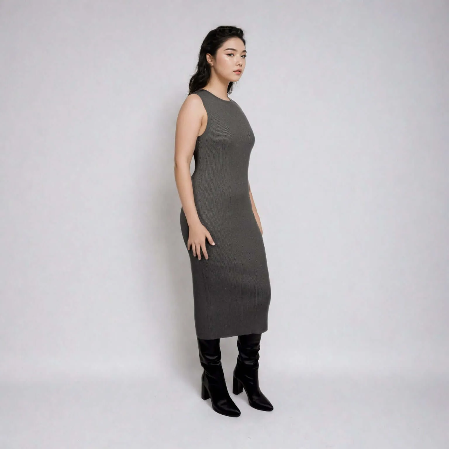 CELINE | Sleeveless Crew-Neck Rib Long Dress sold by ALLTRUEIST KNITWEAR product image thumbnail 3