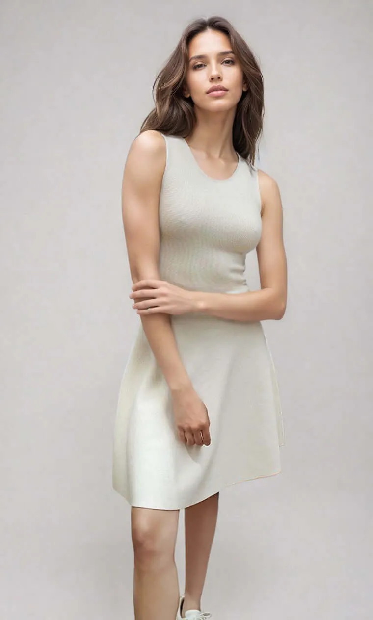 ANNA | Sleeveless Flared Knit Dress sold by ALLTRUEIST KNITWEAR product image thumbnail 4