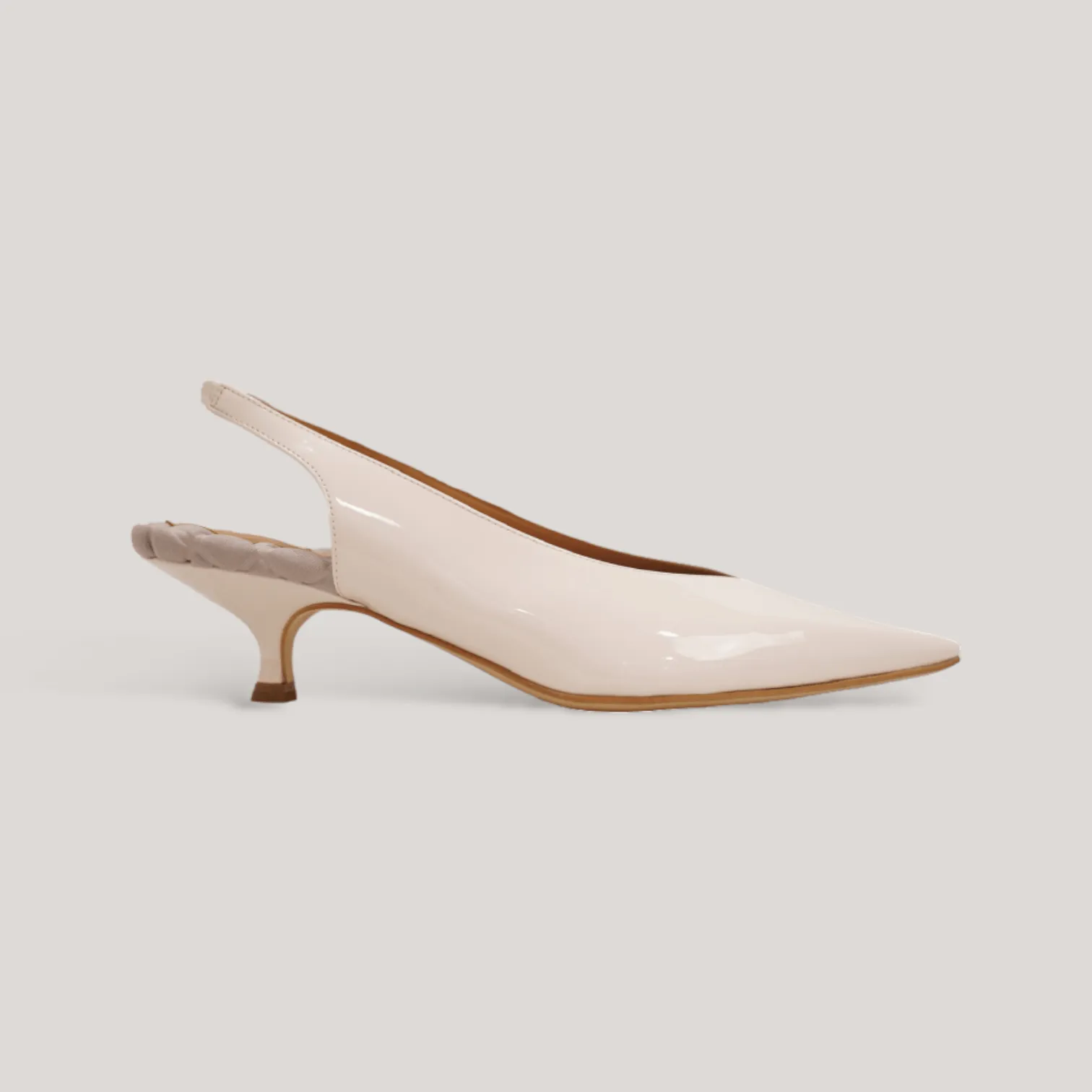 SILVANA | Ivory Vegan Patent - Kitten Heel Pump sold by ALLTRUEIST KNITWEAR