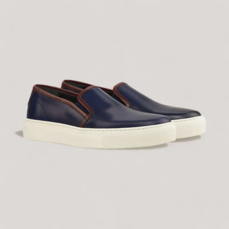 LUCE | Slip-On Sneakers - Navy & Burgundy | Women's sold by ALLTRUEIST KNITWEAR