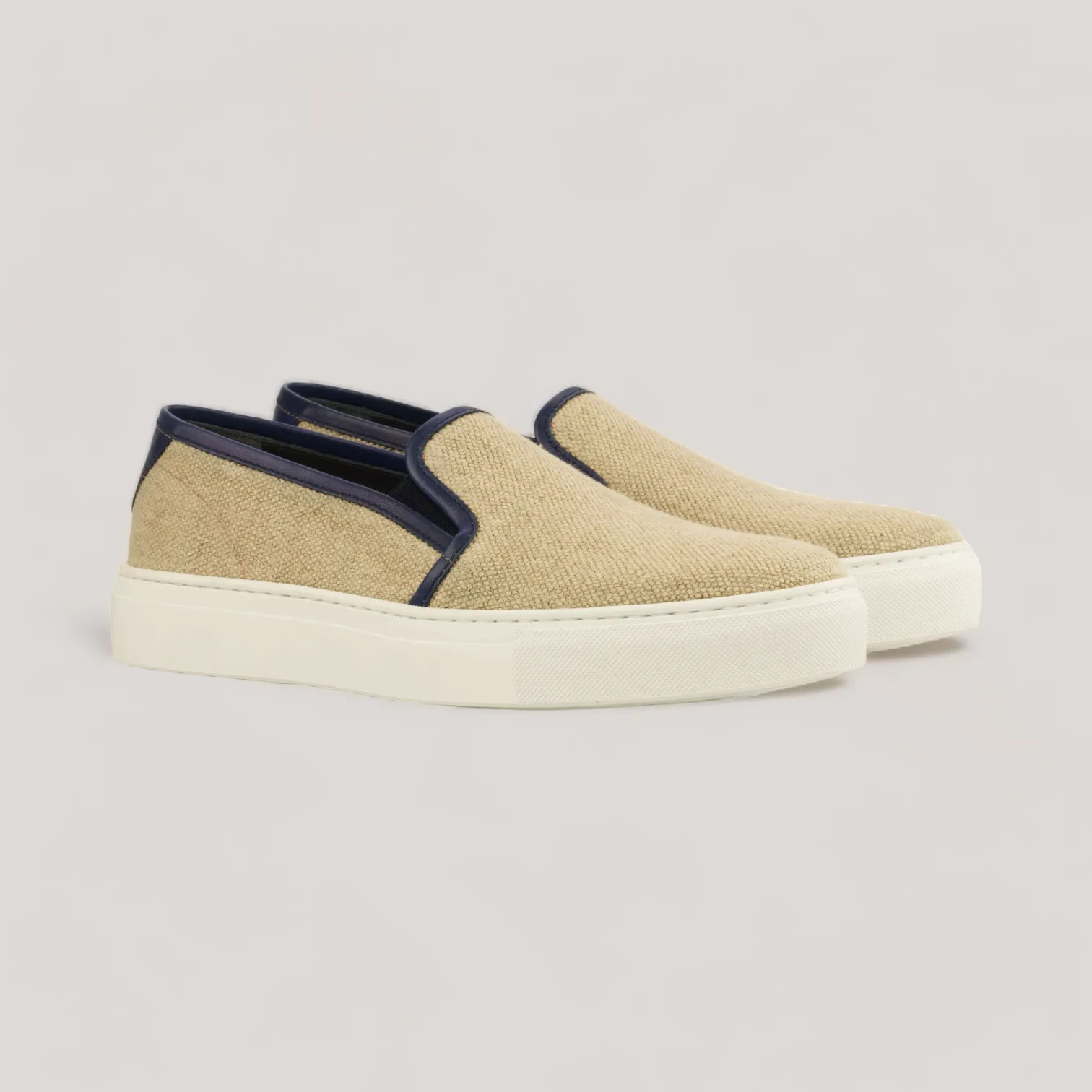 LUCE | Slip-On Sneakers - Ice Linen & Navy | Women's sold by ALLTRUEIST KNITWEAR