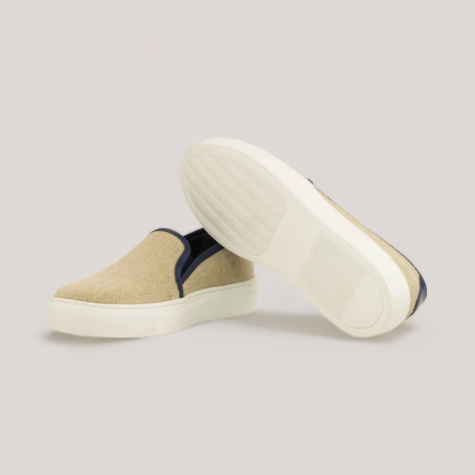 LUCE | Slip-On Sneakers - Ice Linen & Navy | Women's sold by ALLTRUEIST KNITWEAR product image thumbnail 3
