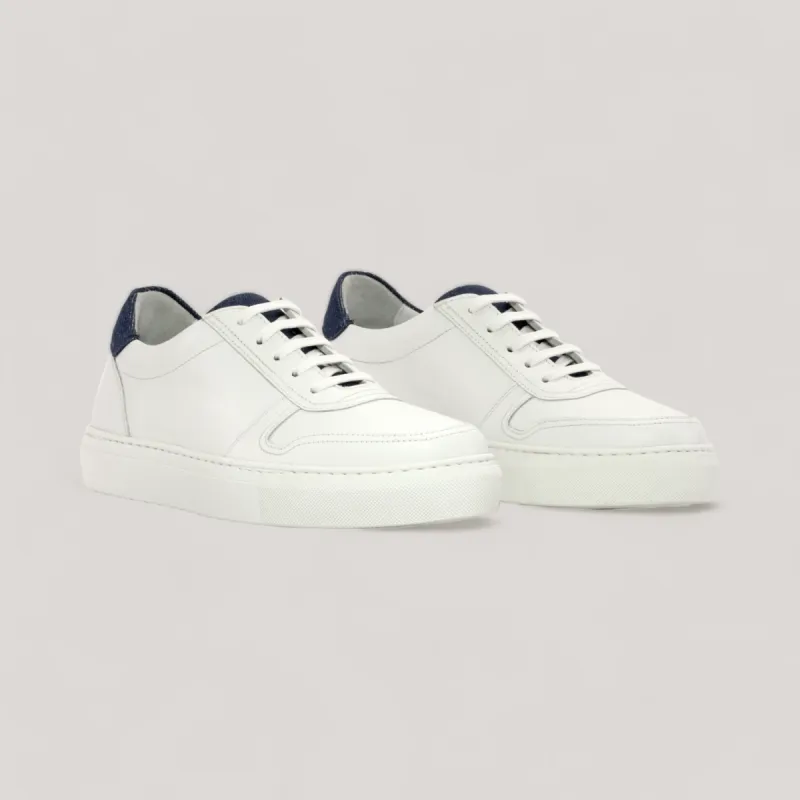 VERVE | Low Top Trainer - White & Blue Denim | Women's sold by ALLTRUEIST KNITWEAR