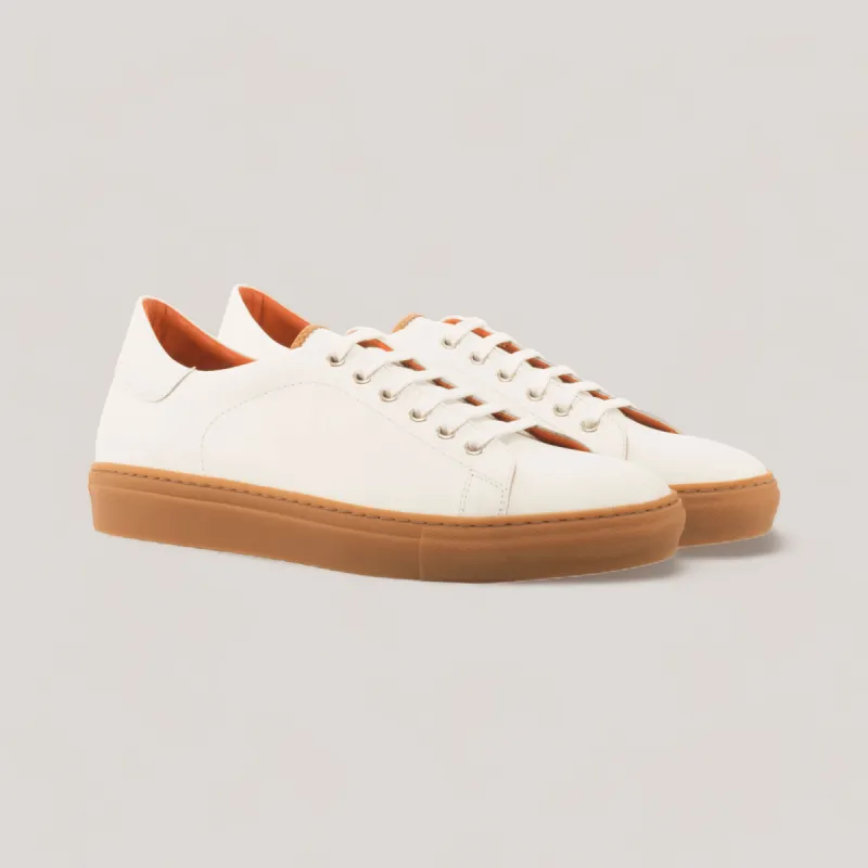 EON | Classic Vegan Sneakers - White, Cognac & Caramel Sole | Men's sold by ALLTRUEIST KNITWEAR