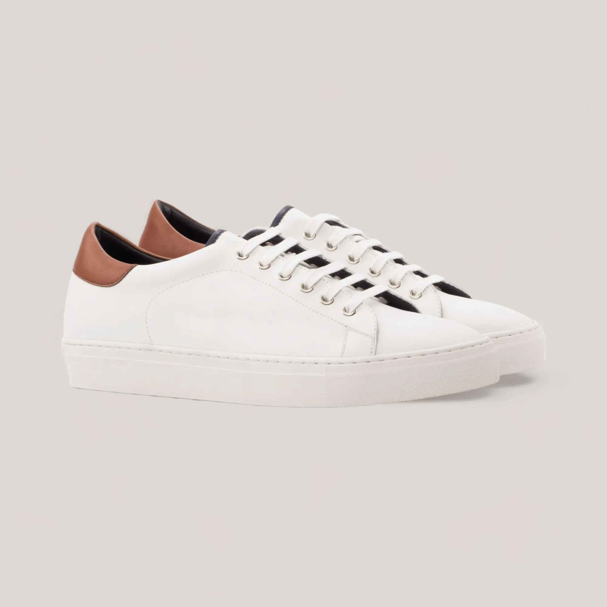 EON | Classic Vegan Sneakers - White & Brown | Men's sold by ALLTRUEIST KNITWEAR