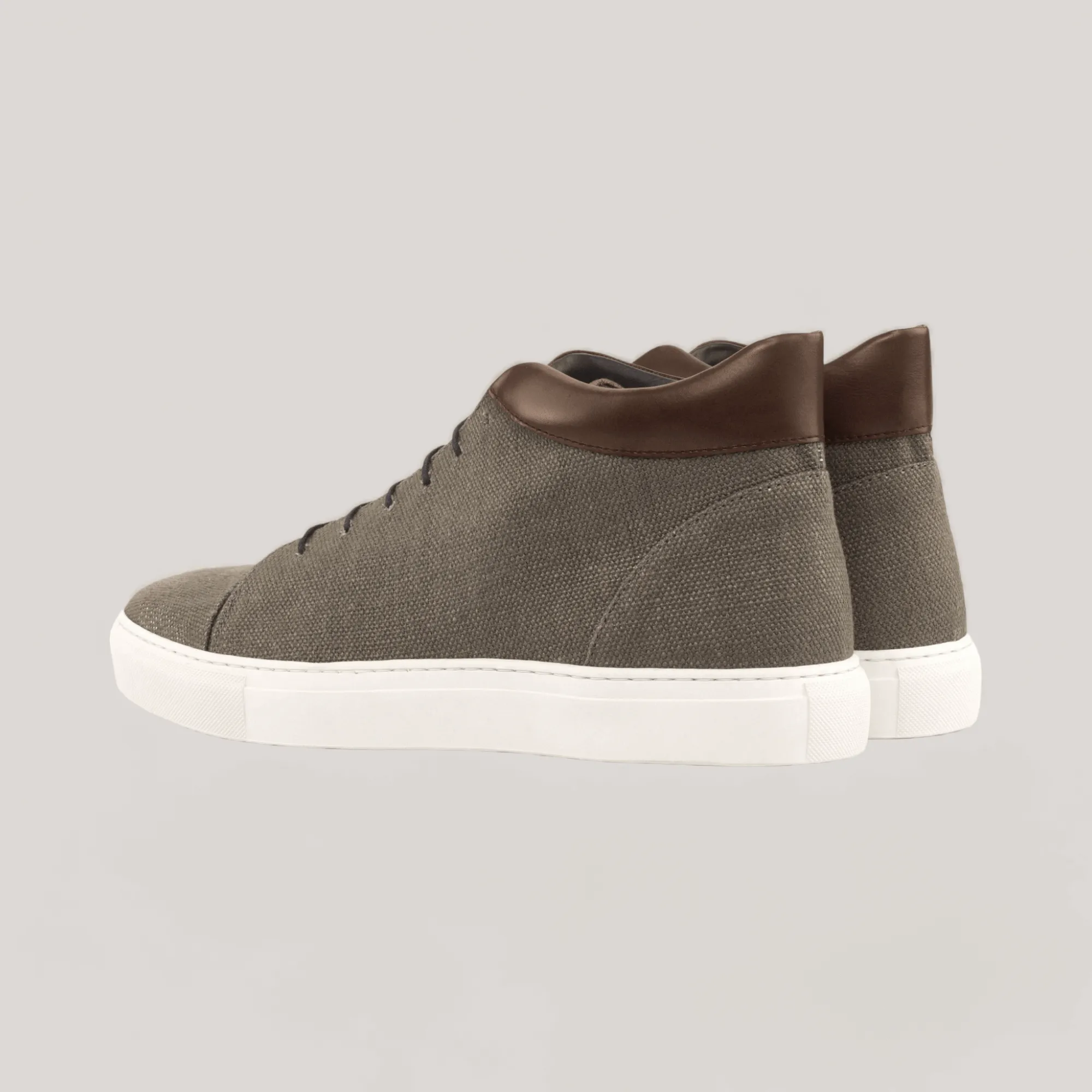 ZENITH | High Top Vegan Sneaker - Grey Linen & Dark Brown | Men's sold by ALLTRUEIST KNITWEAR product image thumbnail 3