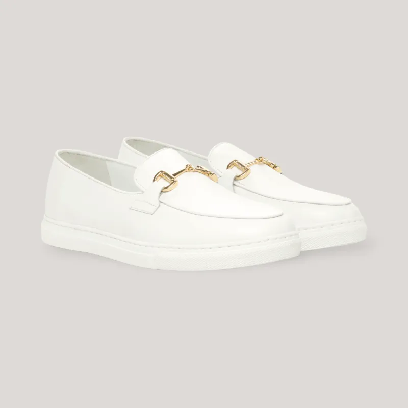 ICARUS | Loafer Vegan Sneakers - Metal-Bit - White & Gold | Men's sold by ALLTRUEIST KNITWEAR