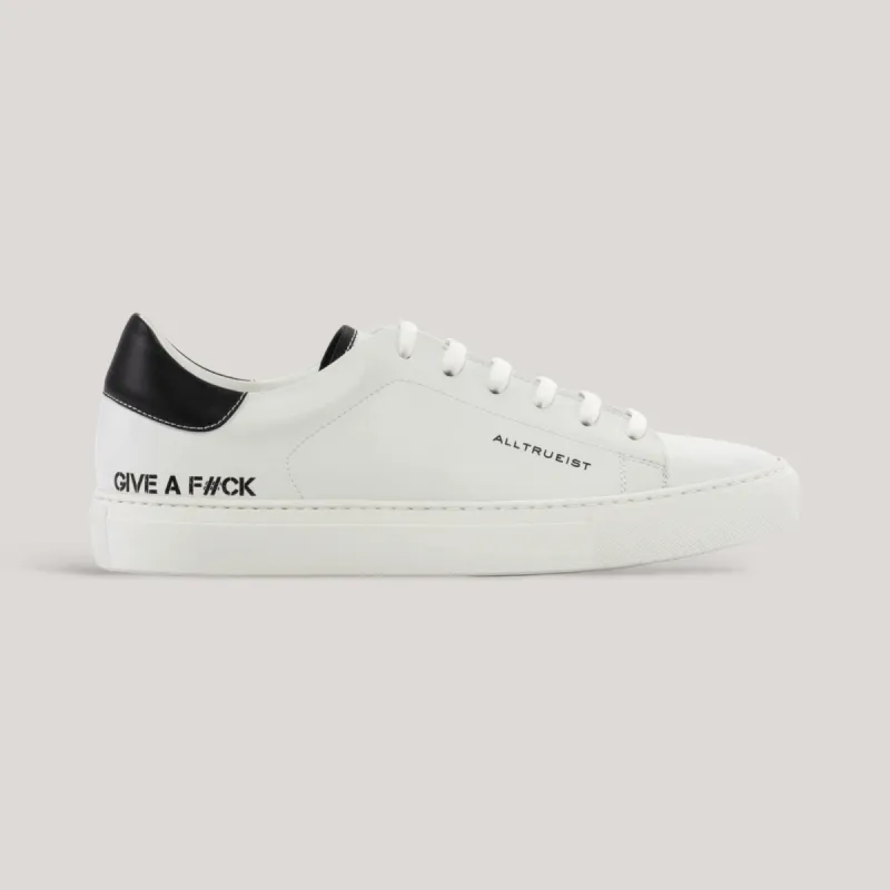 GIVE A F#CK - Special Edition Vegan Sneakers - White & Black | Men's sold by ALLTRUEIST KNITWEAR