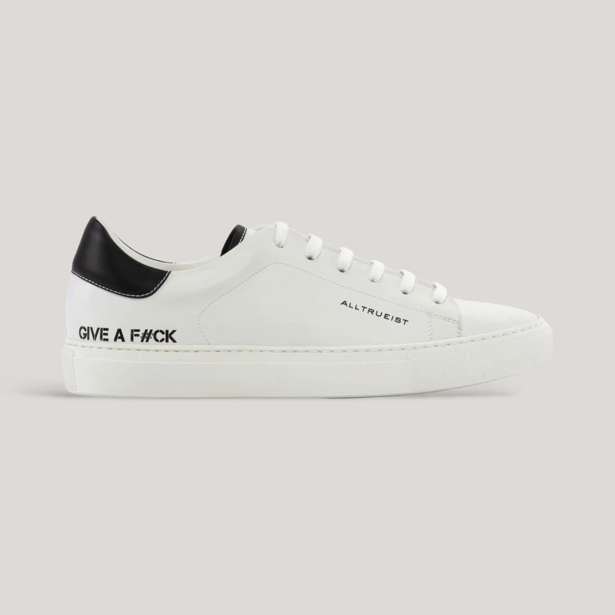 GIVE A F#CK - Special Edition Vegan Sneakers - White & Black | Men's sold by ALLTRUEIST KNITWEAR
