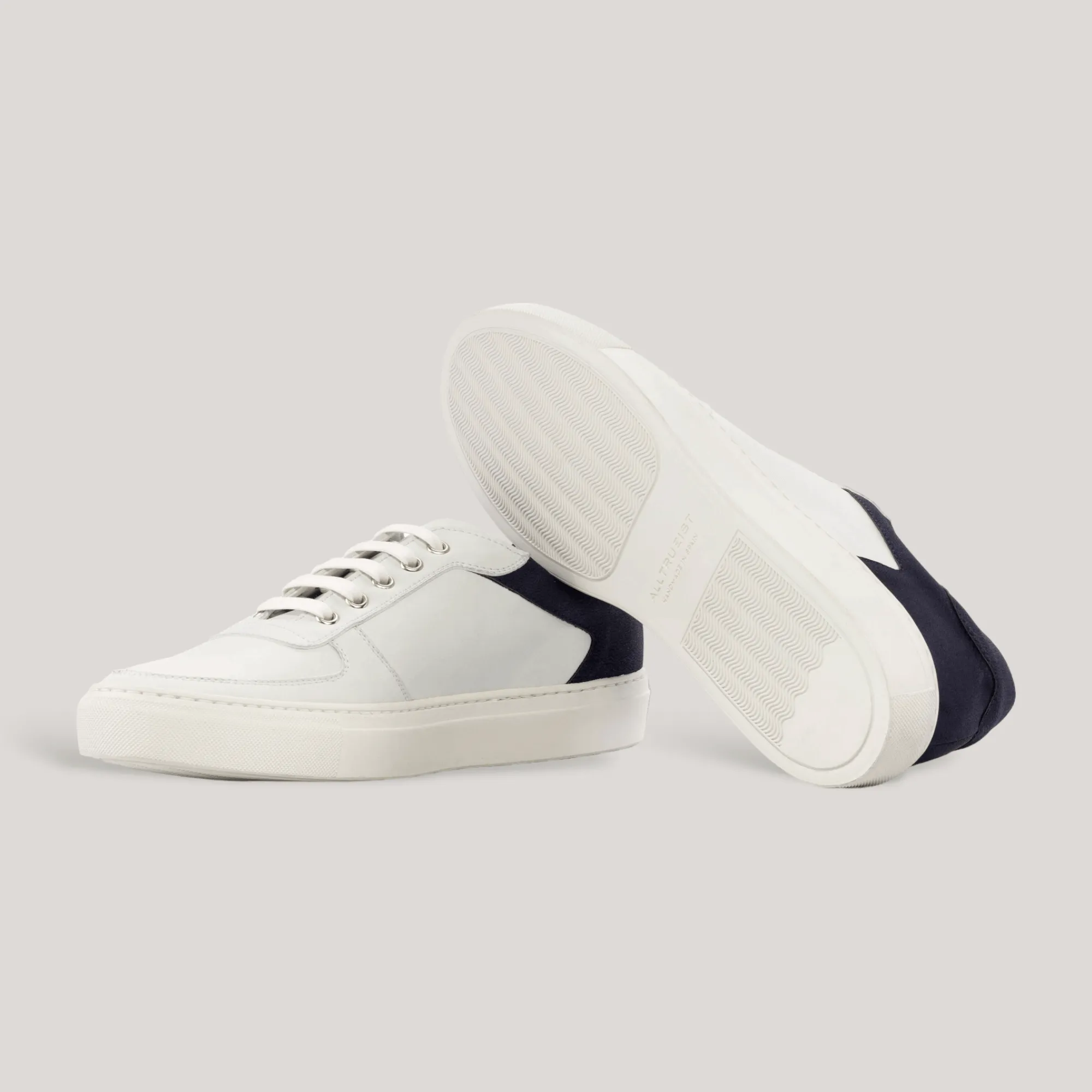 AVENIR | Low Top Vegan Trainer - Navy Suede Heel & White | Men's sold by ALLTRUEIST KNITWEAR product image thumbnail 3