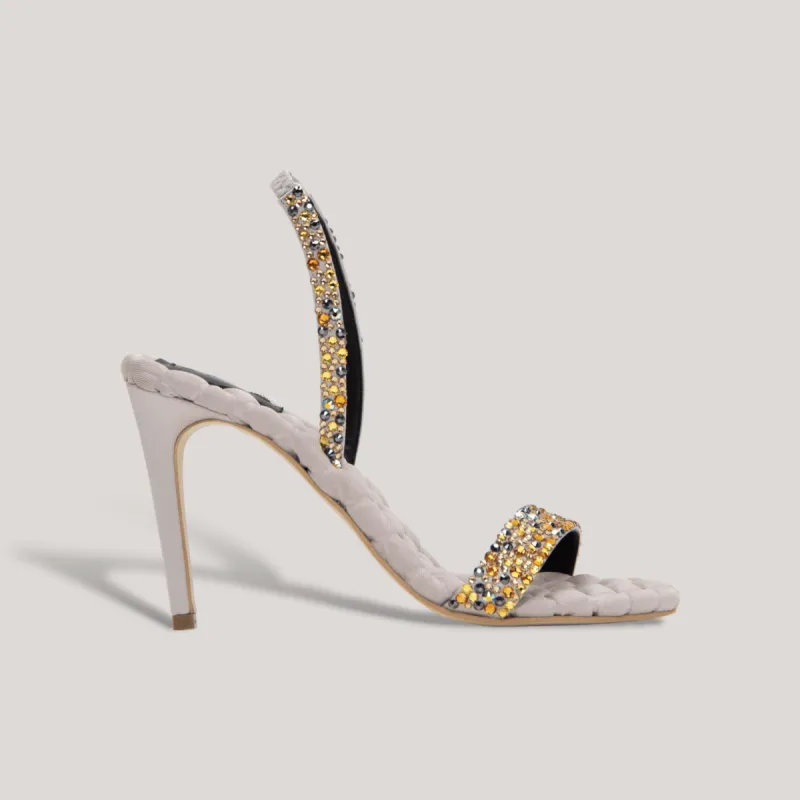LIZA | Grey - Multicolor Crystal Satin Sandals sold by ALLTRUEIST KNITWEAR