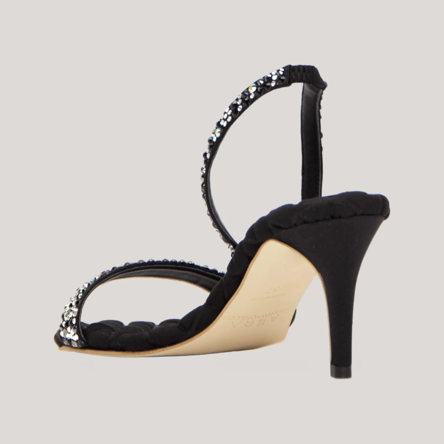 DIANA | Black Crystalized Satin Sandals sold by ALLTRUEIST KNITWEAR product image thumbnail 2