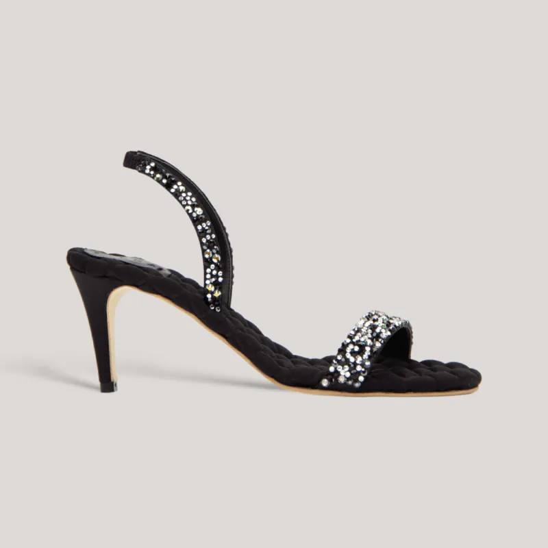 DIANA | Black Crystalized Satin Sandals sold by ALLTRUEIST KNITWEAR