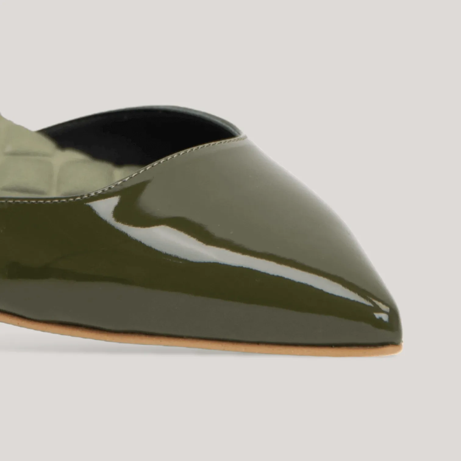 JACKIE | Green Vegan Patent Slingback Flats sold by ALLTRUEIST KNITWEAR product image thumbnail 2