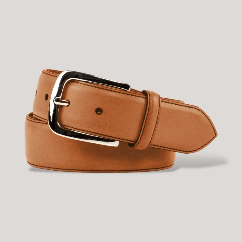LUMEN - Tan Vegan Belt - Silver sold by ALLTRUEIST KNITWEAR