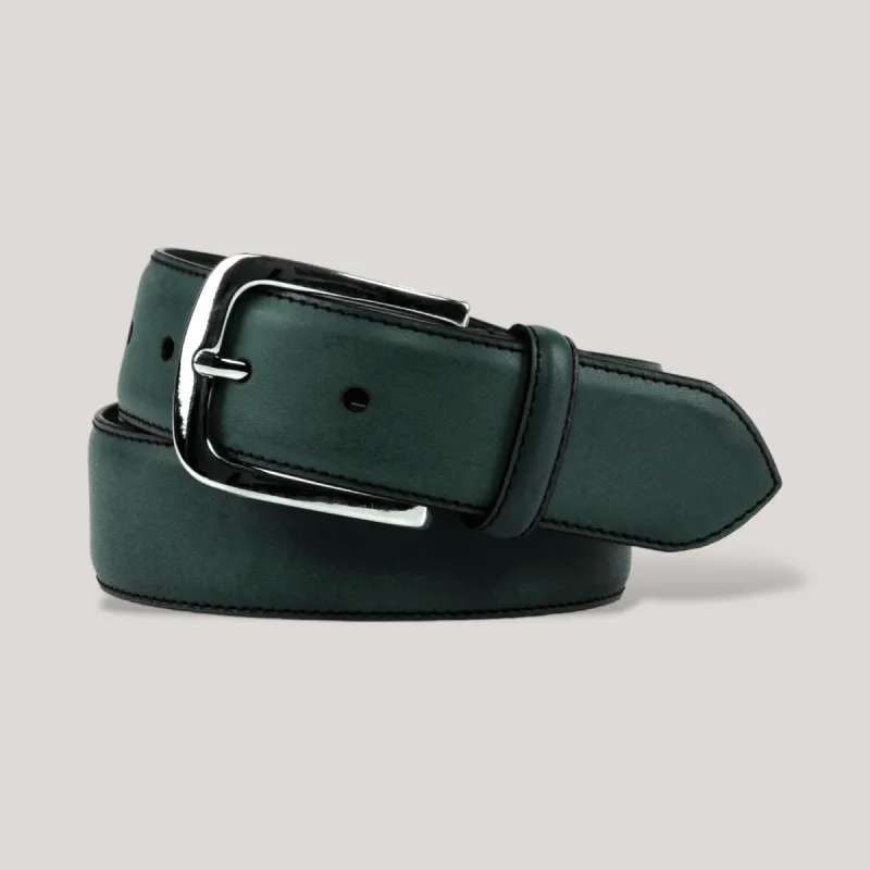 LUMEN - Forest Green Vegan Belt - Silver sold by ALLTRUEIST KNITWEAR