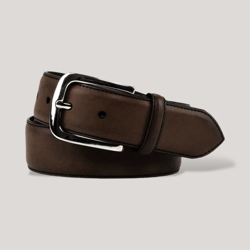 LUMEN - Dark Brown Vegan Belt - Silver sold by ALLTRUEIST KNITWEAR
