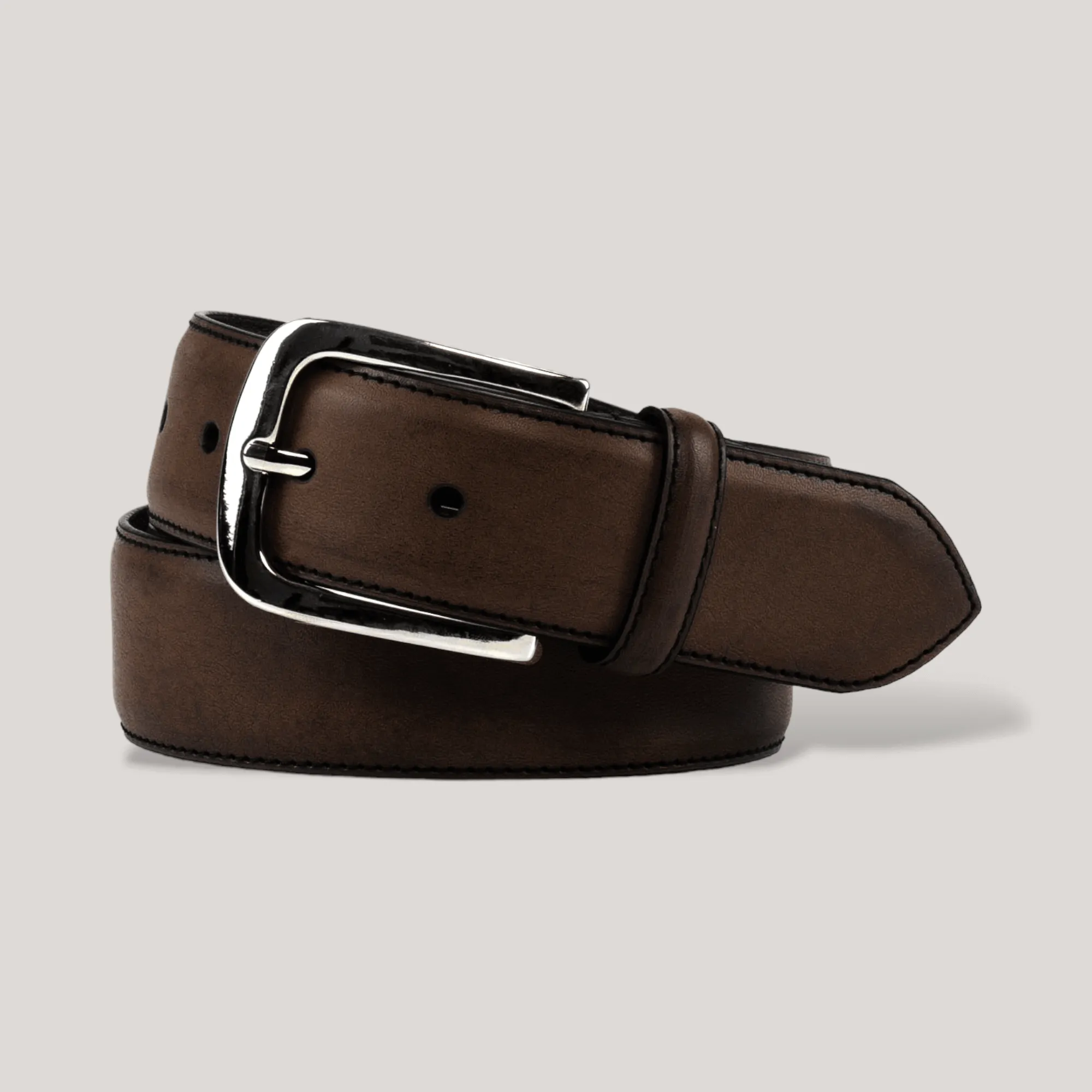 LUMEN - Dark Brown Vegan Belt - Silver sold by ALLTRUEIST KNITWEAR