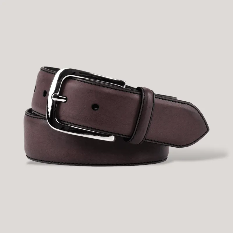 LUMEN - Burgundy Vegan Belt - Silver sold by ALLTRUEIST KNITWEAR