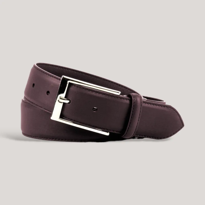 SOPHOS - Burgundy Vegan Belt - Silver made by ALLTRUEIST KNITWEAR