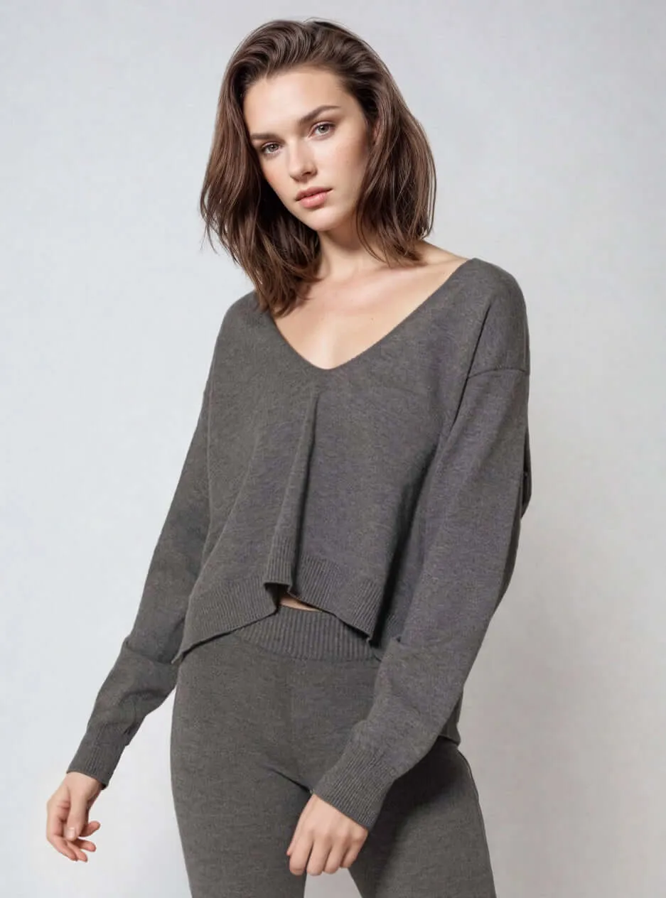 CARMEN | Boxy Cropped V-Neck Sweater sold by ALLTRUEIST KNITWEAR product image thumbnail 3