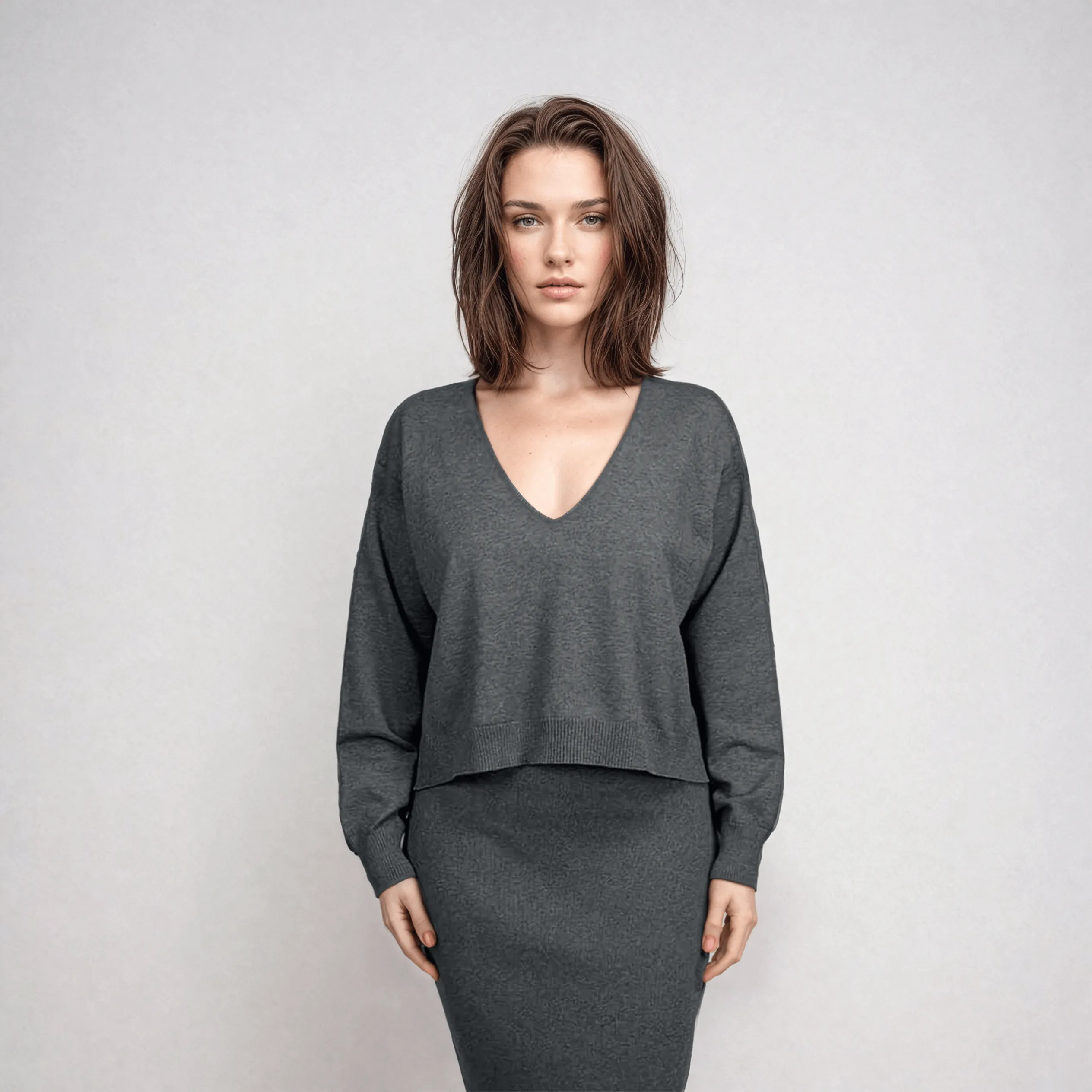 CARMEN | Boxy Cropped V-Neck Sweater sold by ALLTRUEIST KNITWEAR product image thumbnail 4