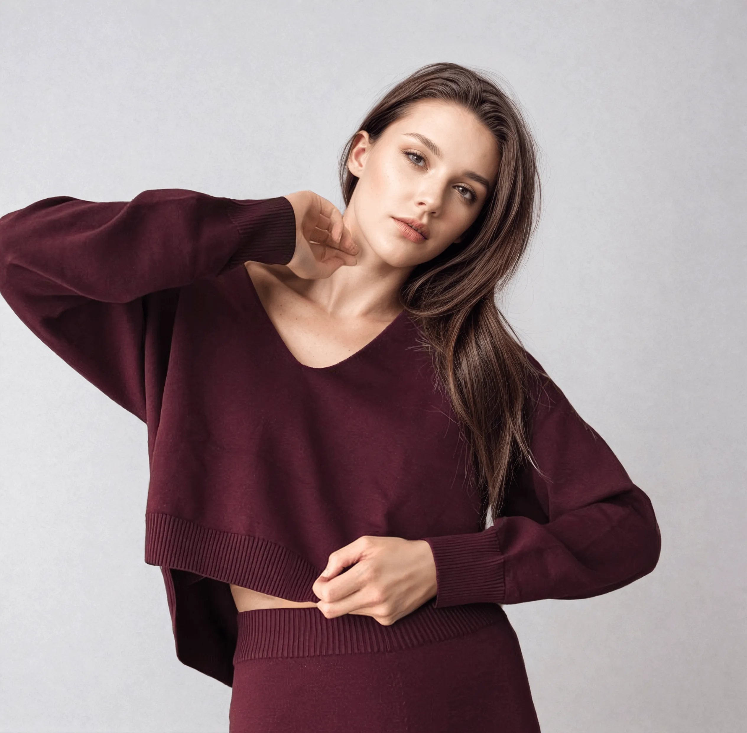 CARMEN | Boxy Cropped V-Neck Sweater sold by ALLTRUEIST KNITWEAR product image thumbnail 2