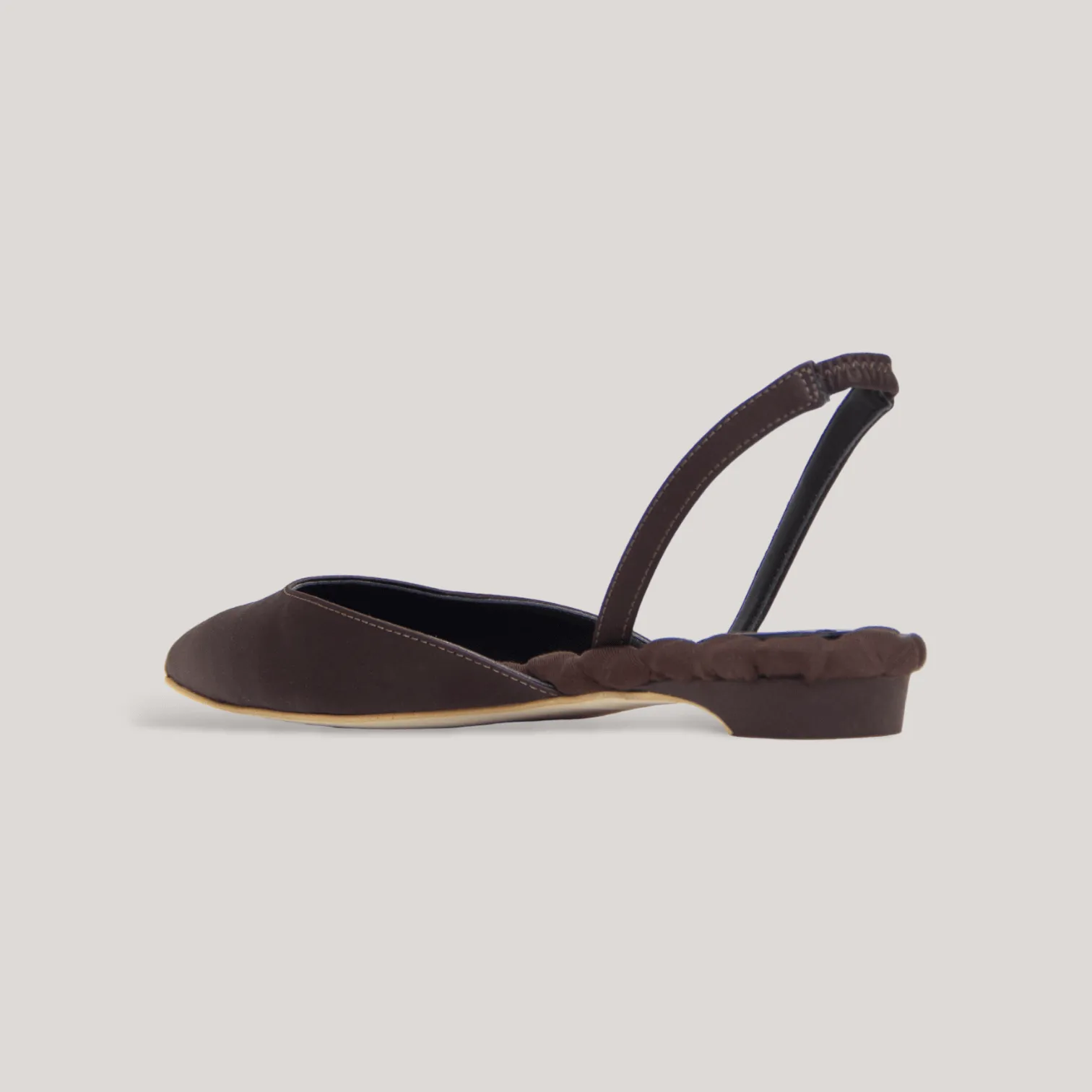 JACKIE | Brown Satin Slingback Flats sold by ALLTRUEIST KNITWEAR product image thumbnail 4