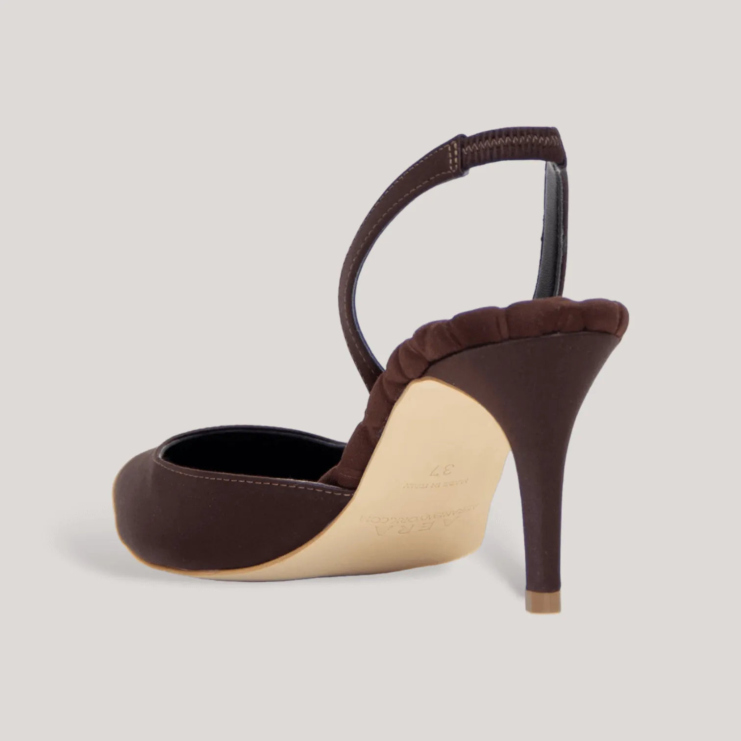 GABRIELLA | Brown - Satin Slingback Pumps sold by ALLTRUEIST KNITWEAR product image thumbnail 2